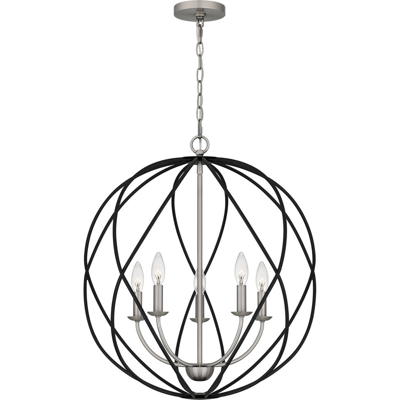 Quoizel BYN2824AN Five Light Pendant, Antique Nickel
