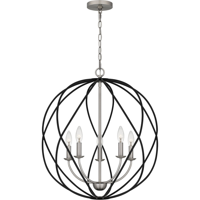 Quoizel BYN2824AN Five Light Pendant, Antique Nickel