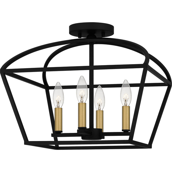 Quoizel COB1716MBK Four Light Semi-Flush Mount, Matte Black