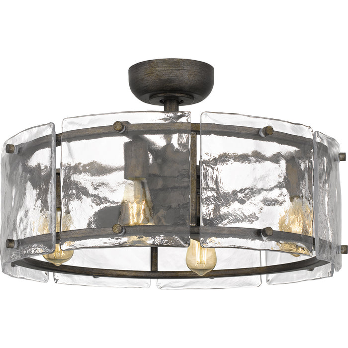 Quoizel FTS3124MM Four Light Fandelier, Mottled Silver
