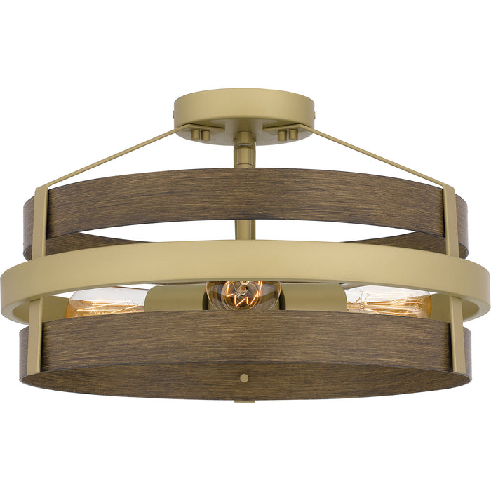 Quoizel GDN1716CG Three Light Semi Flush Mount, Champagne Gold