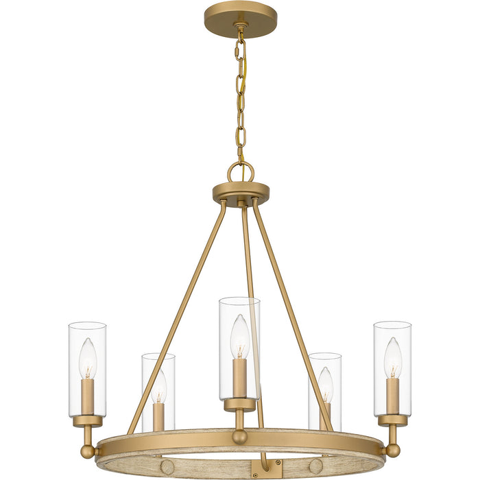 Quoizel KEL5025NWS Five Light Chandelier, Nouveau Painted Weathered Brass