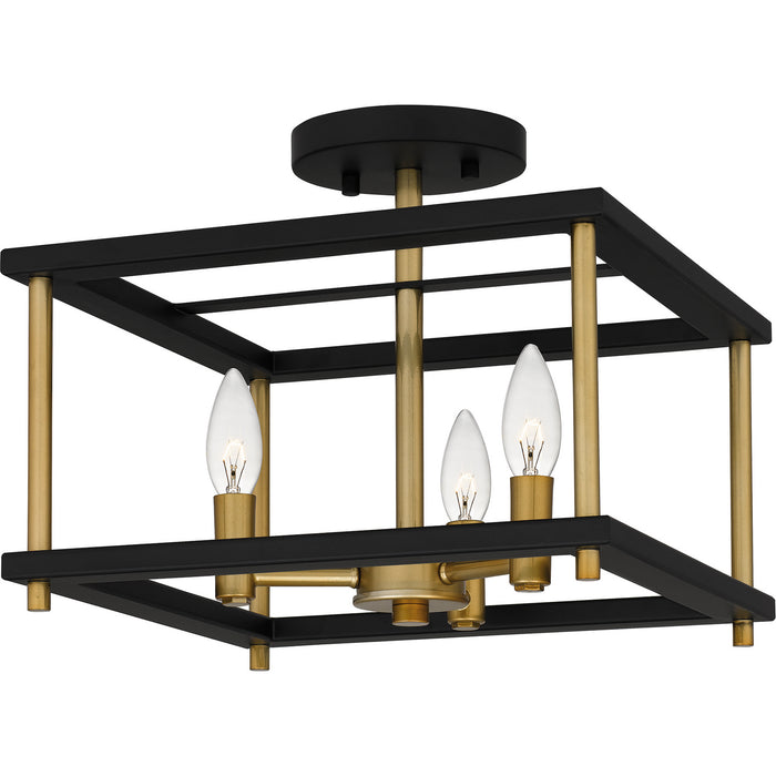 Quoizel KNW1713MBK Three Light Semi Flush Mount, Matte Black