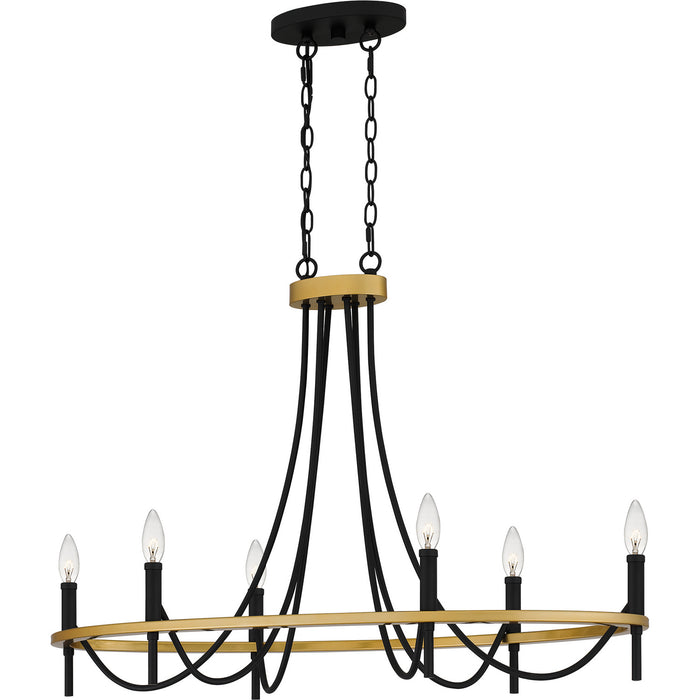 Quoizel LGR636MBK Six Light Island Chandelier, Matte Black