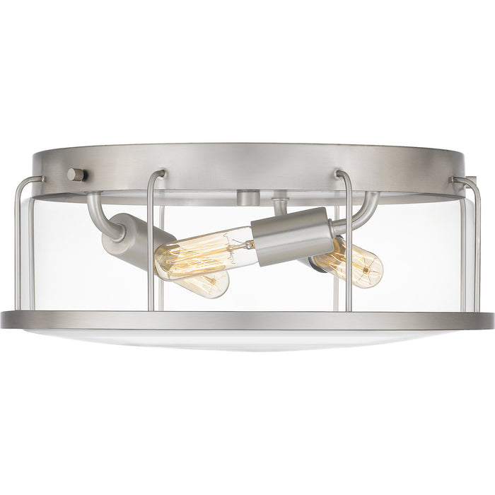 Quoizel LUD1613BN Three Light Flush Mount, Brushed Nickel