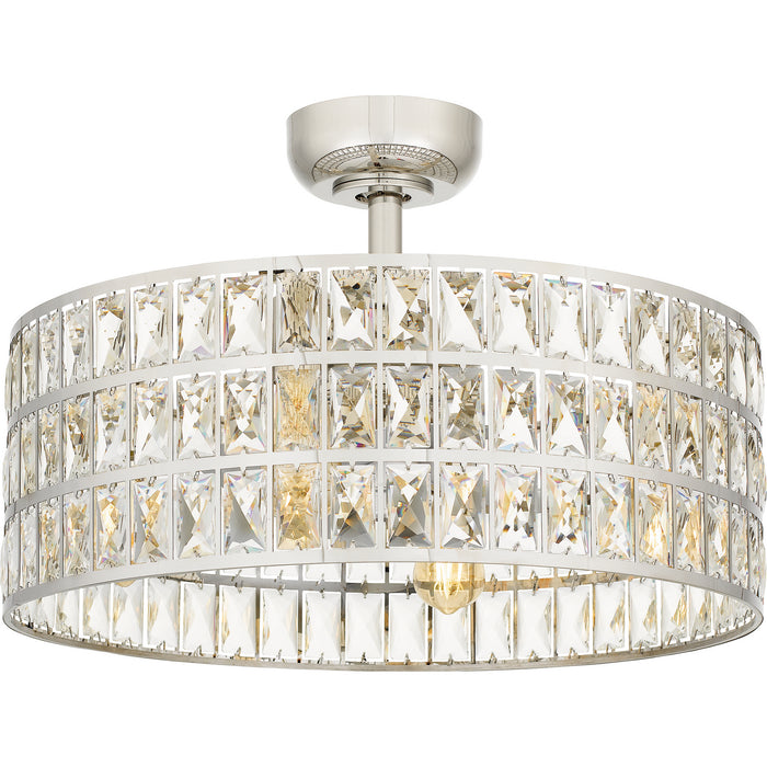 Quoizel QFA4046PK Four Light Fandelier, Polished Nickel