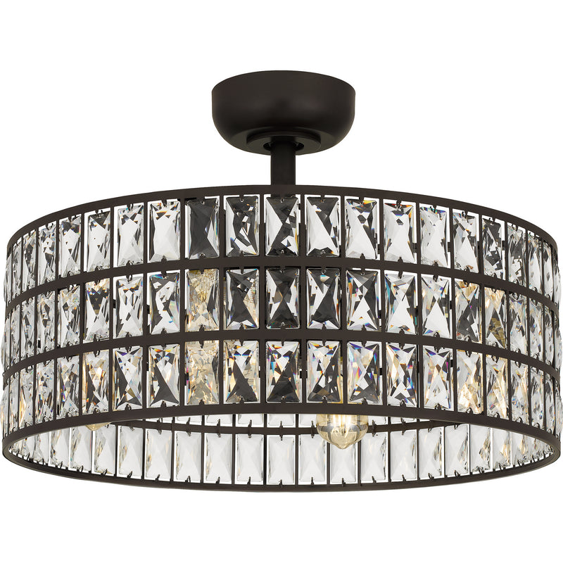 Quoizel QFA4046WT Four Light Fandelier, Western Bronze