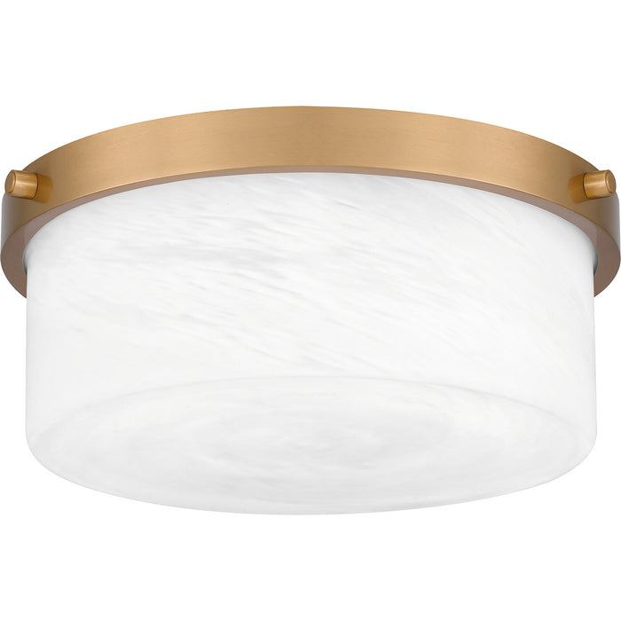 Quoizel QFL5590AB Two Light Flush Mount, Aged Brass