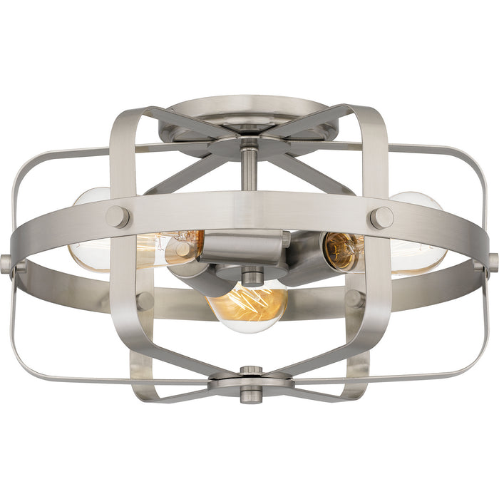 Quoizel QFL5592BN Three Light Flush Mount, Brushed Nickel