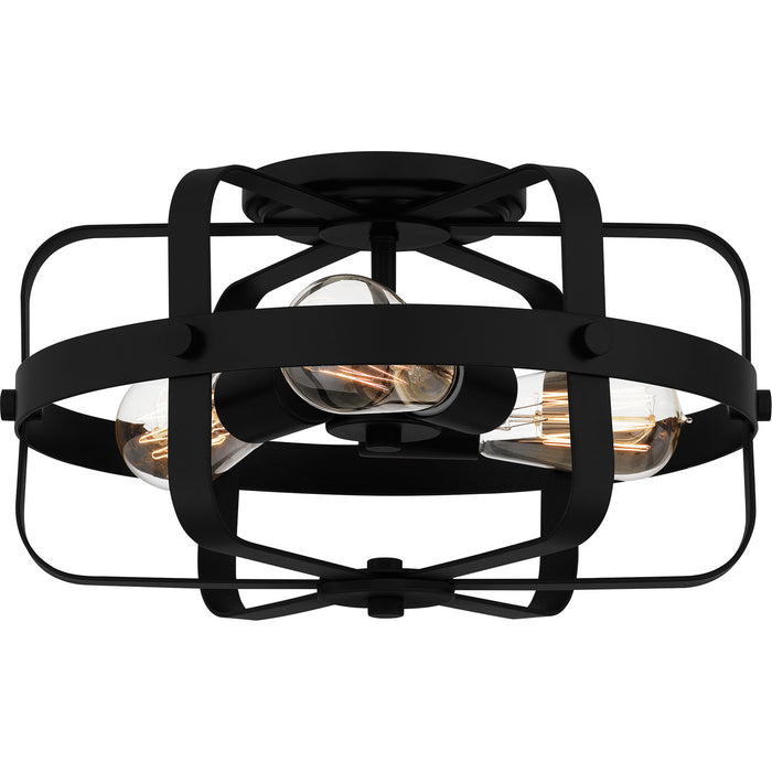 Quoizel QFL5592MBK Three Light Flush Mount, Matte Black