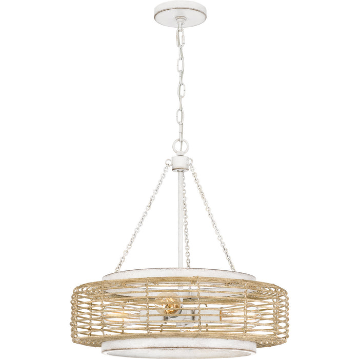 Quoizel QP5573AWH Four Light Pendant, Antique White