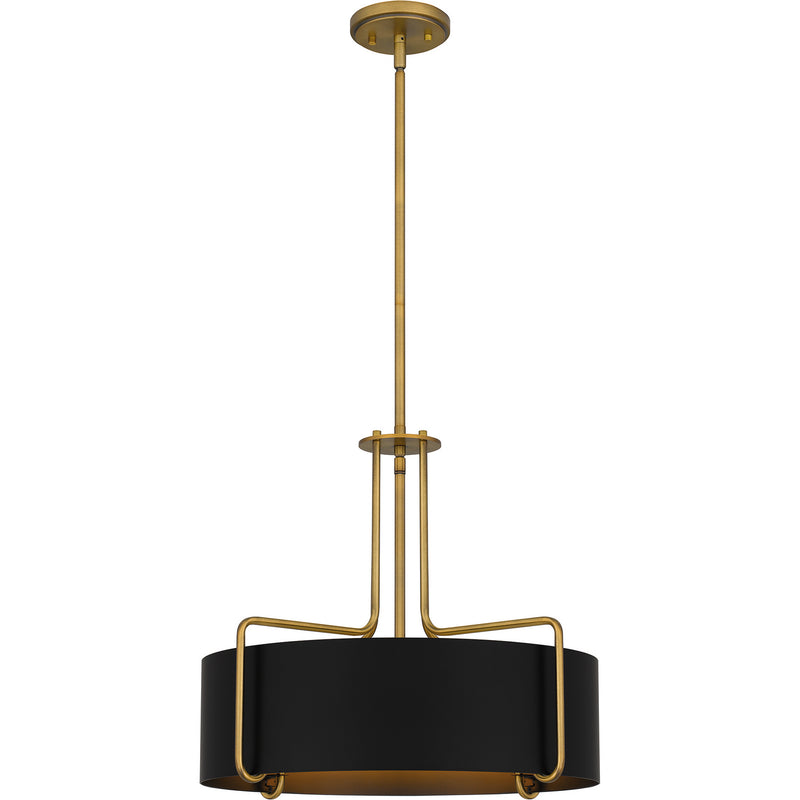 Quoizel QP5596AB Four Light Pendant, Aged Brass
