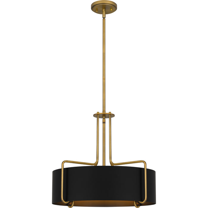 Quoizel QP5596AB Four Light Pendant, Aged Brass