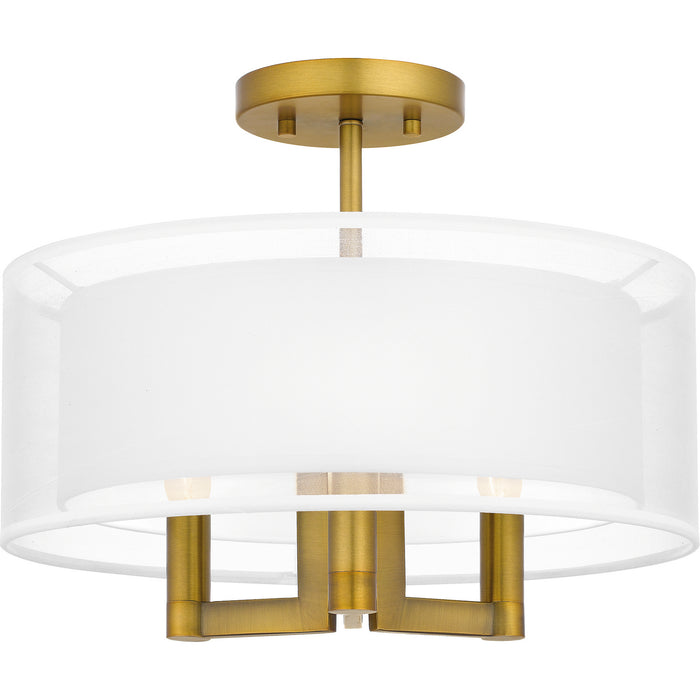 Quoizel QSF5576AB Three Light Semi Flush Mount, Aged Brass