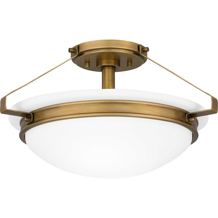 Quoizel QSF5581WS Two Light Semi Flush Mount, Weathered Brass