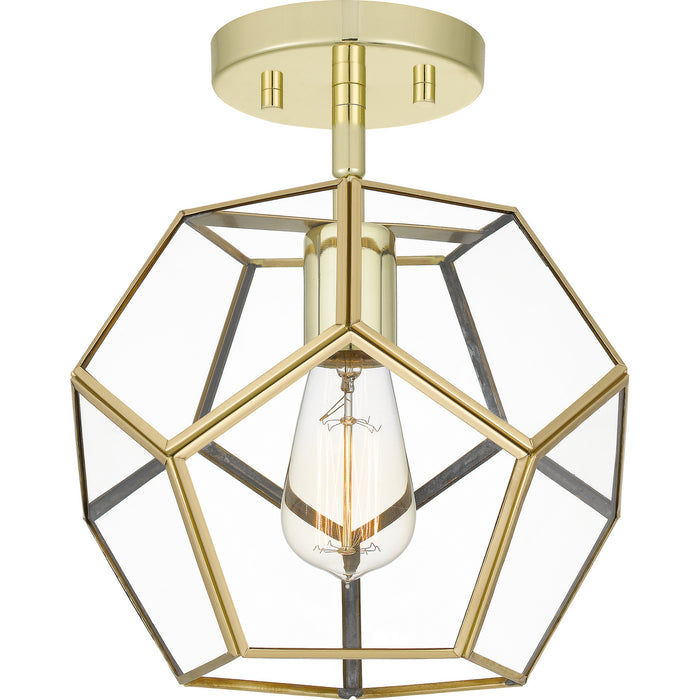 Quoizel QSF5593B One Light Semi Flush Mount, Polished Brass