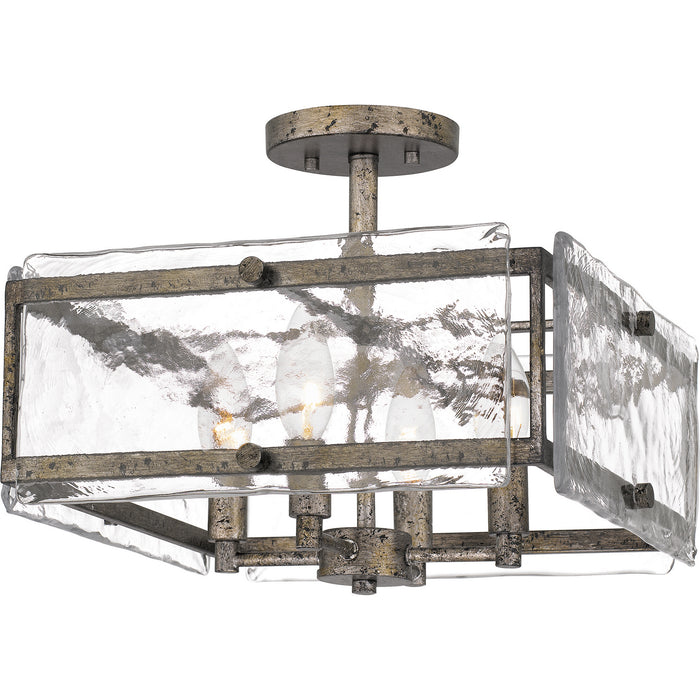 Quoizel QSF5594MM Four Light Semi-Flush Mount, Mottled Silver