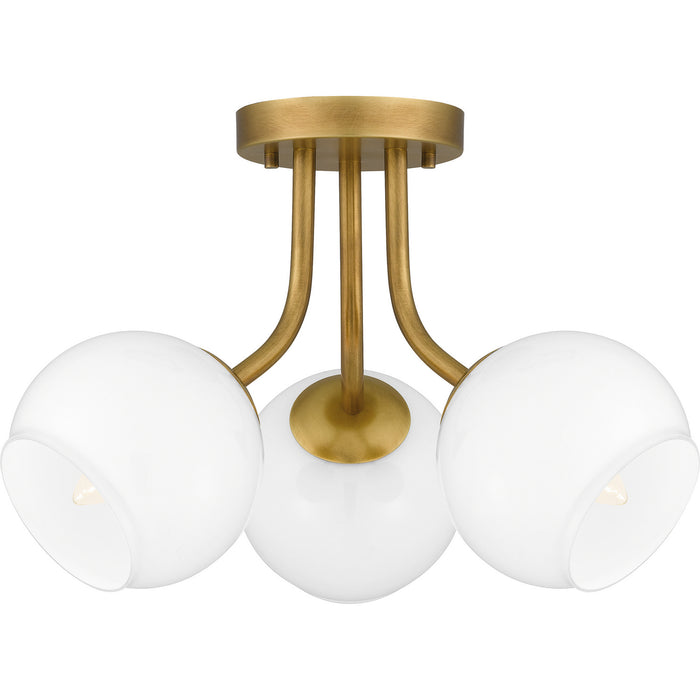 Quoizel QSF5613WS Three Light Semi Flush Mount, Weathered Brass