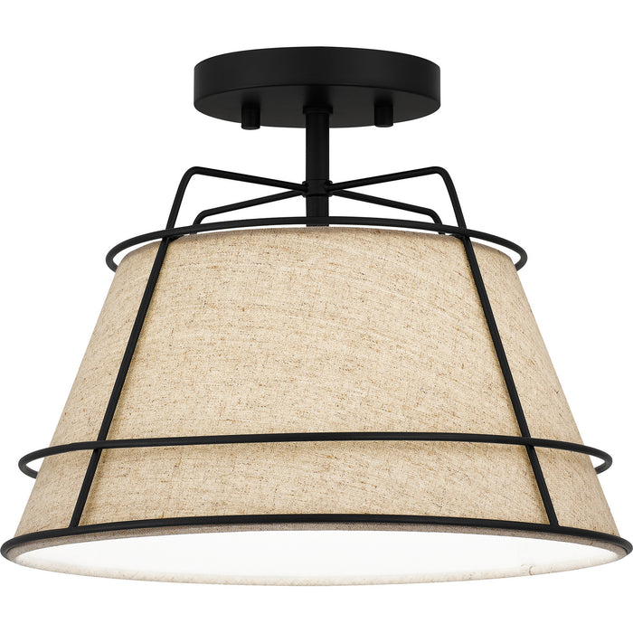 Quoizel QSF5629MBK One Light Semi Flush Mount, Matte Black