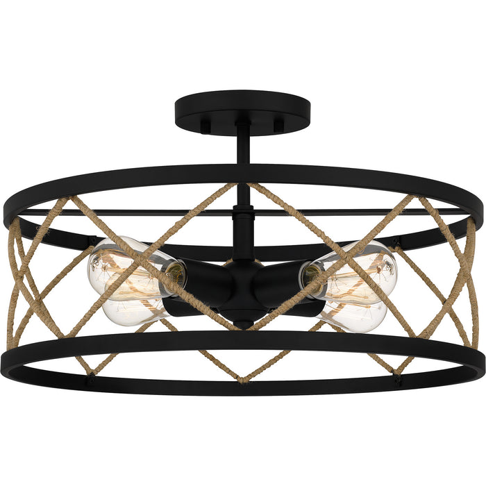 Quoizel QSF5632MBK Four Light Semi-Flush Mount, Matte Black