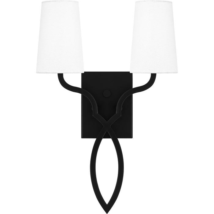 Quoizel QW16130MBK Two Light Wall Sconce, Matte Black