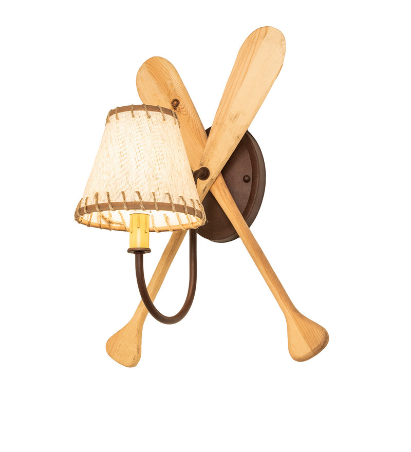 Meyda Tiffany 249423 One Light Wall Sconce, Wrought Iron On Rust