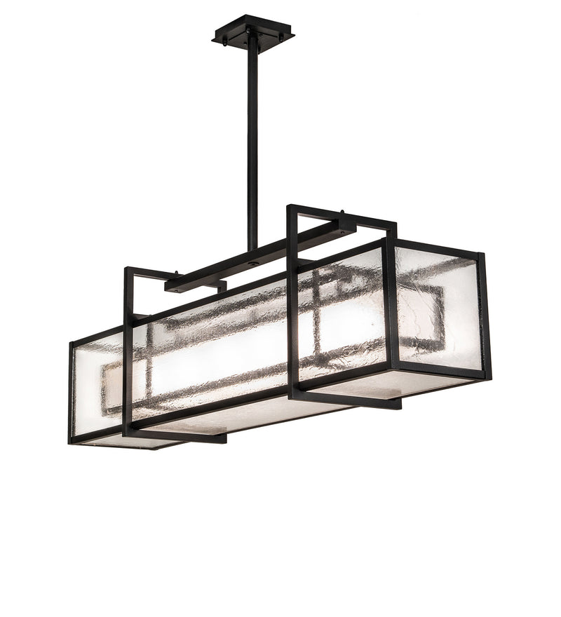 Meyda Tiffany 250506 Six Light Pendant, Black Satin Wrought Iron
