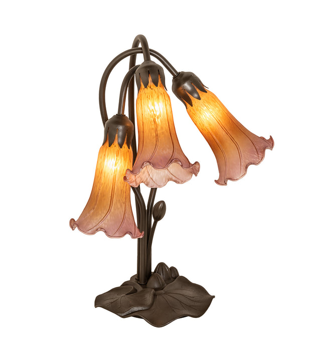Meyda Tiffany 129165 Three Light Table Lamp, Mahogany Bronze