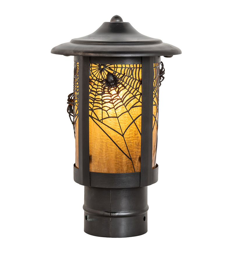 Meyda Tiffany 247483 One Light Post Mount, Craftsman Brown On Brass