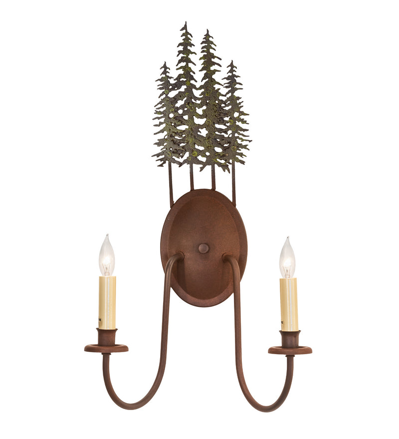 Meyda Tiffany 249399 Two Light Wall Sconce, Wrought Iron On Rust & Tarnished Copper