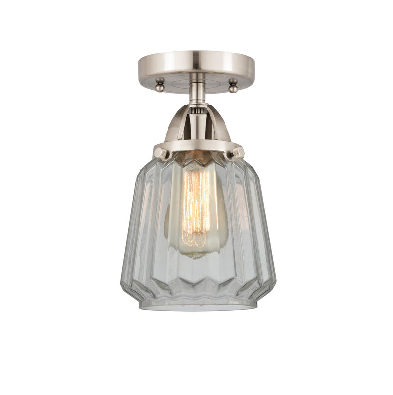 Innovations 288-1C-SN-G142 One Light Semi-Flush Mount, Brushed Satin Nickel