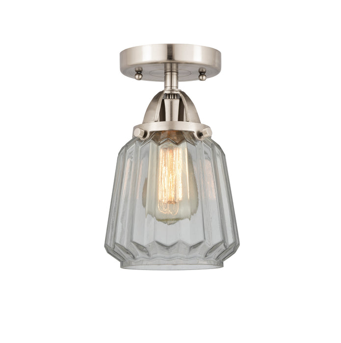 Innovations 288-1C-SN-G142 One Light Semi-Flush Mount, Brushed Satin Nickel