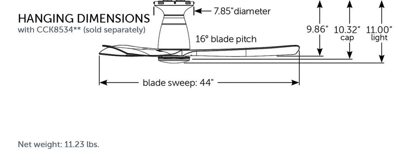 Fanimation FPD8547BSBL 44" Ceiling Fan, Brushed Satin Brass