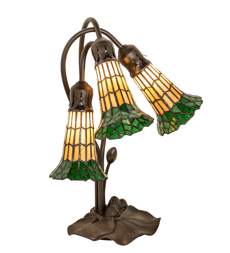 Meyda Tiffany 251686 Three Light Table Lamp, Mahogany Bronze