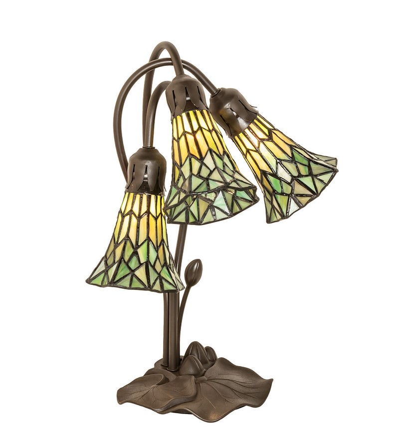 Meyda Tiffany 251688 Three Light Table Lamp, Mahogany Bronze