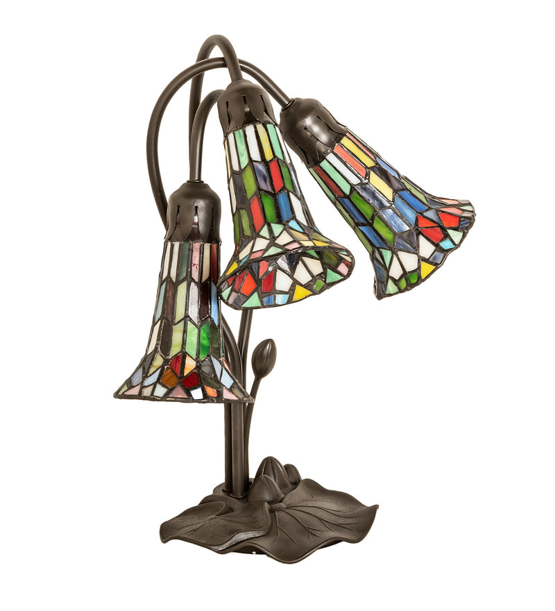 Meyda Tiffany 251692 Three Light Table Lamp, Mahogany Bronze