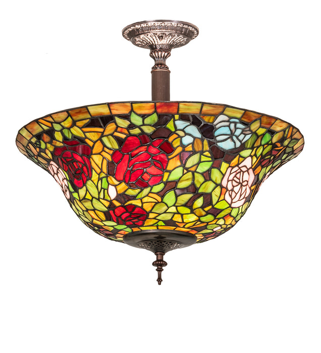 Meyda Tiffany 253925 Three Light Semi-Flushmount, Mahogany Bronze
