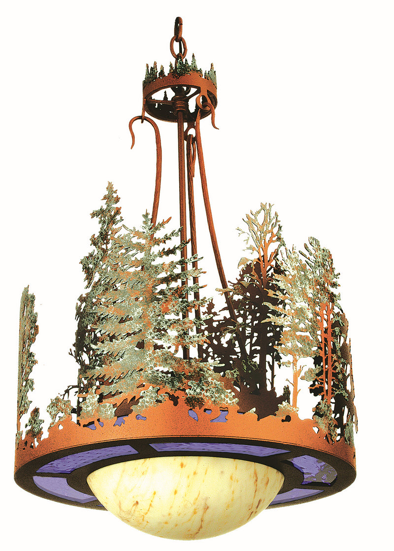 Meyda Tiffany 254471 One Light Pendant, Rust/Green Trees
