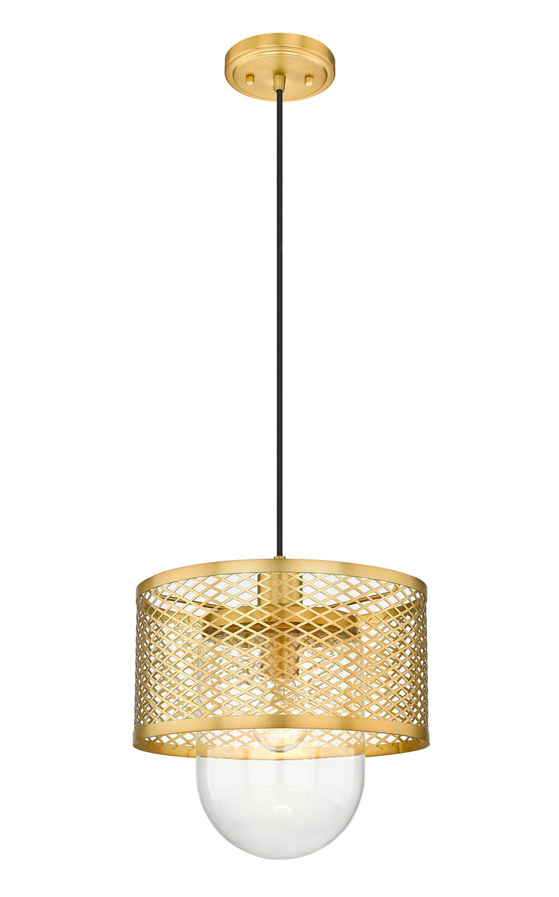 Z-Lite 3037P11-RB One Light Pendant, Rubbed Brass