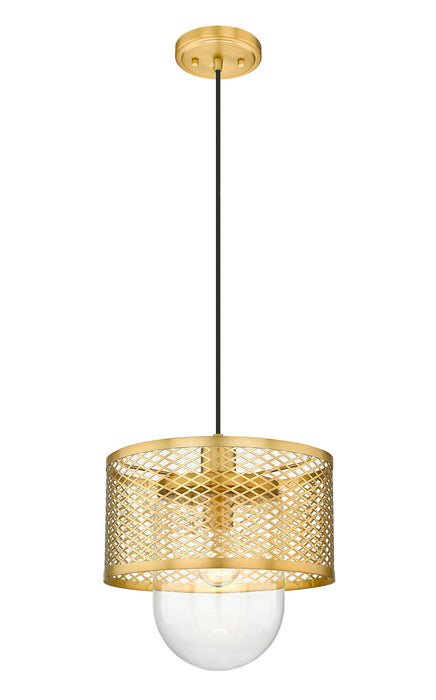 Z-Lite 3037P11-RB One Light Pendant, Rubbed Brass