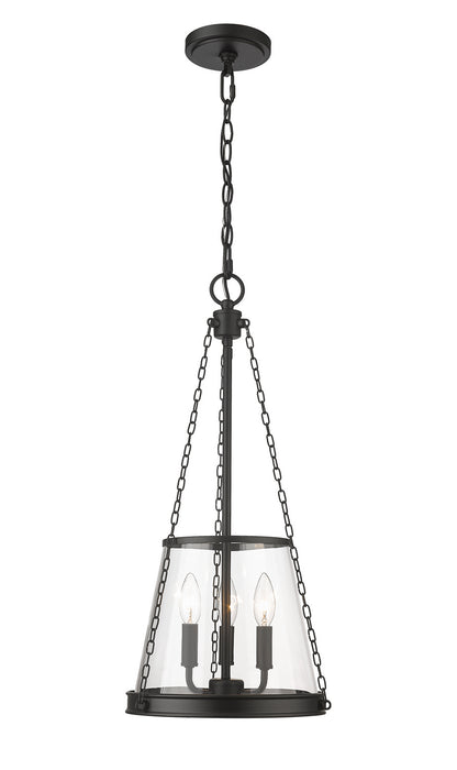 Z-Lite 341P12-MB Three Light Pendant, Matte Black