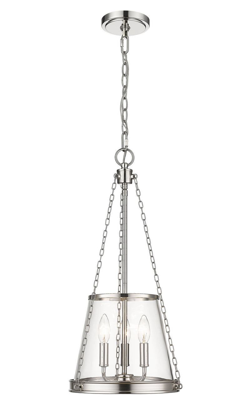 Z-Lite 341P12-PN Three Light Pendant, Polished Nickel