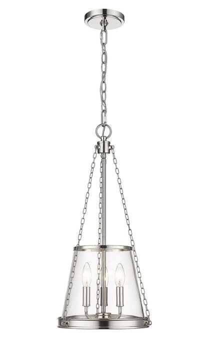 Z-Lite 341P12-PN Three Light Pendant, Polished Nickel