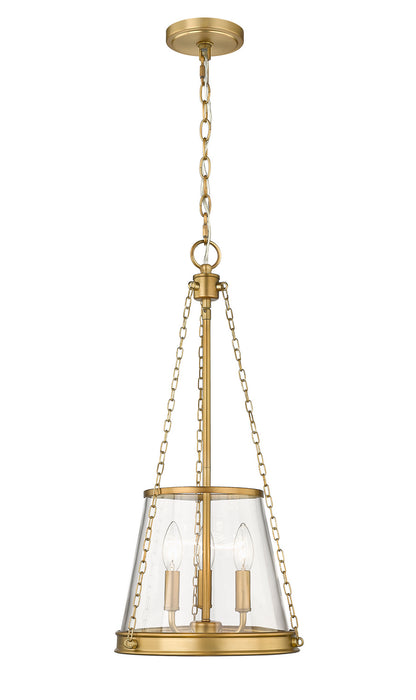 Z-Lite 341P12-RB Three Light Pendant, Rubbed Brass
