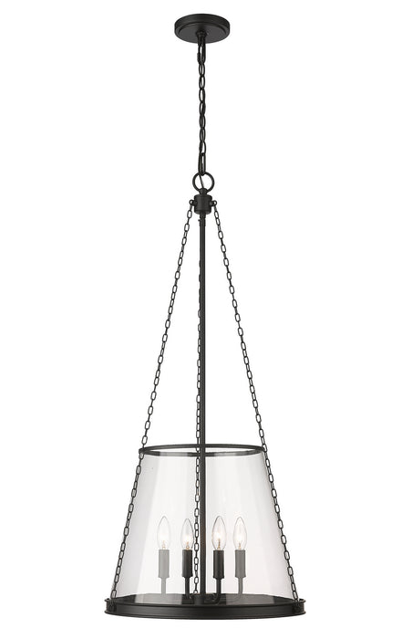 Z-Lite 341P18-MB Four Light Pendant, Matte Black