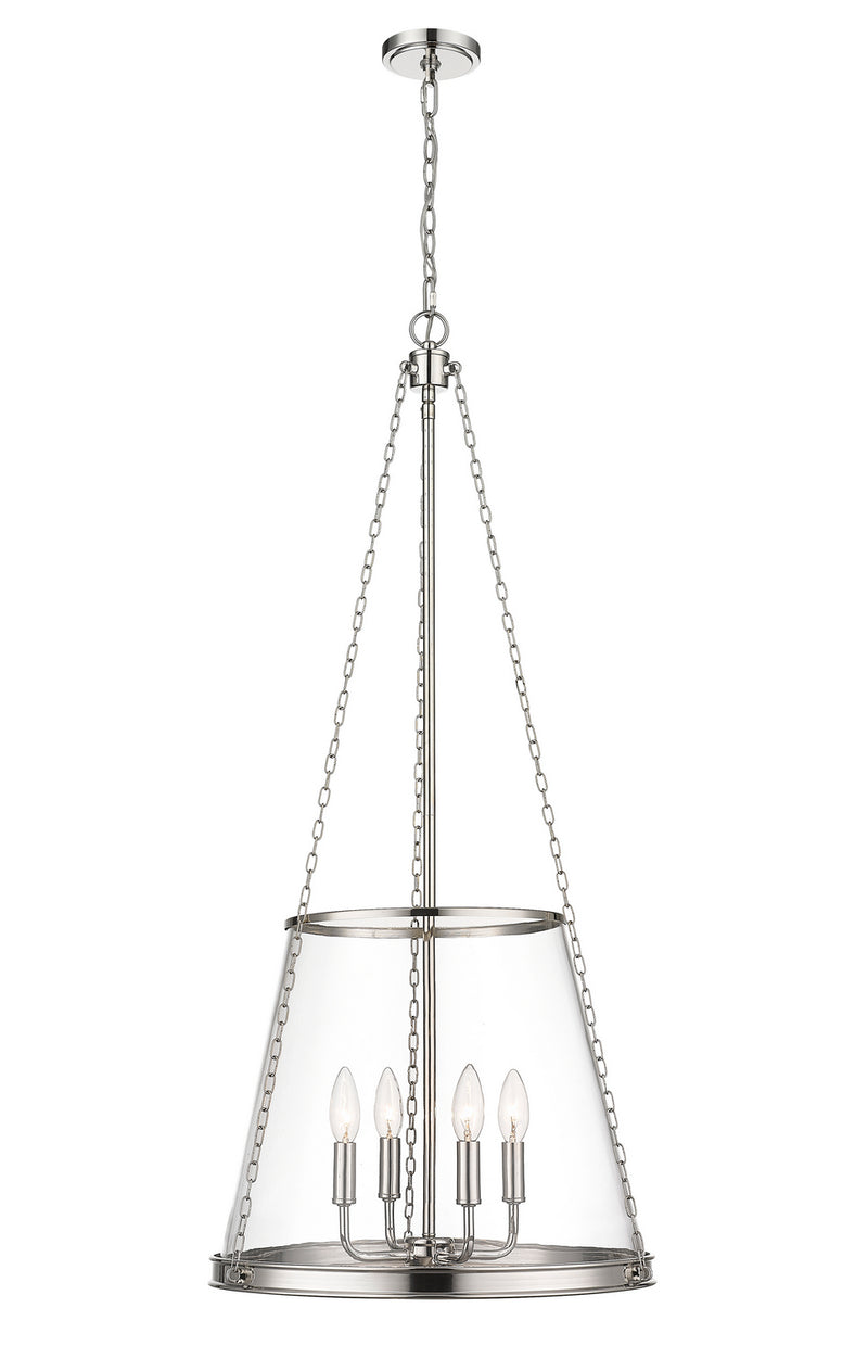 Z-Lite 341P18-PN Four Light Pendant, Polished Nickel