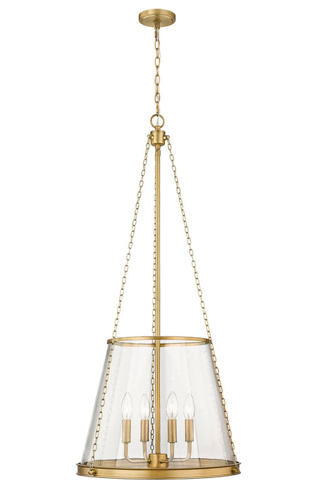 Z-Lite 341P18-RB Four Light Pendant, Rubbed Brass