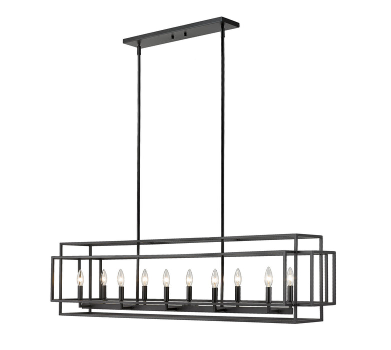 Z-Lite 454-54L-MB Ten Light Linear Chandelier, Matte Black