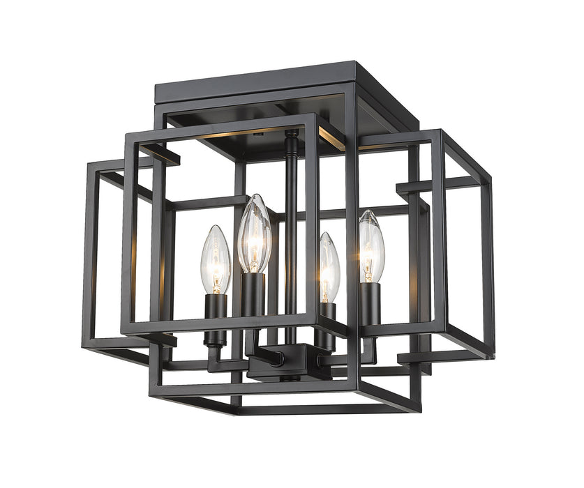 Z-Lite 454F-MB Four Light Flush Mount, Matte Black