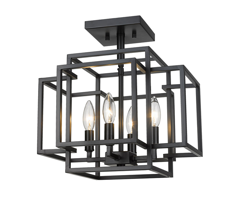 Z-Lite 454SF-MB Four Light Semi Flush Mount, Matte Black